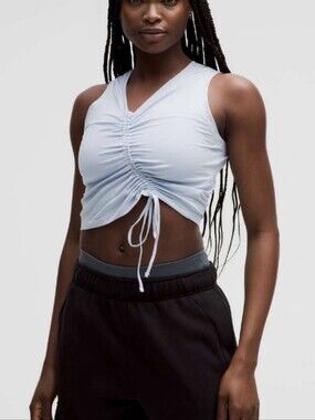 Lululemon LA Asymmetrical Cinched Tank Top Blue Linen
